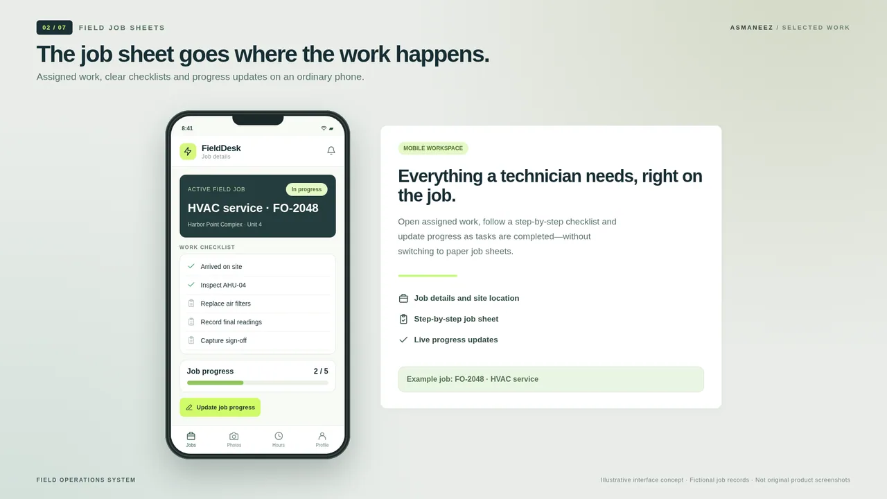 Mobile job sheet