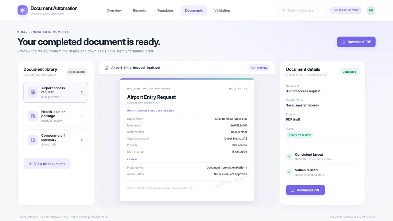 Generated PDF preview
