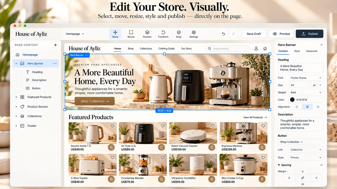 Visual page editing